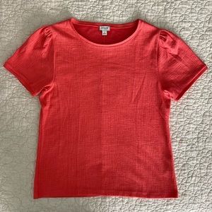 JCrew Pleated Sleeve Top - L - Coral